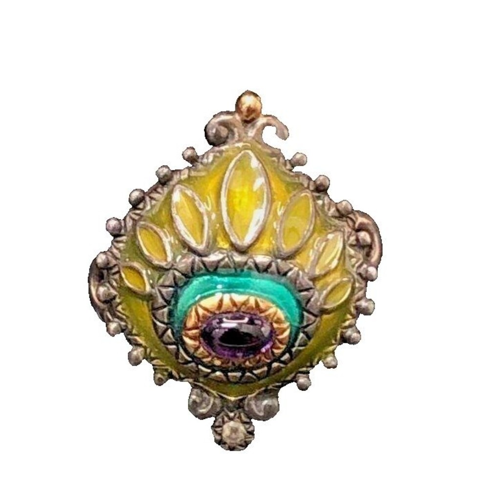 Barbara Bixby 18K Gold 925 Silver Amethyst Enamel Statement Ring Designer